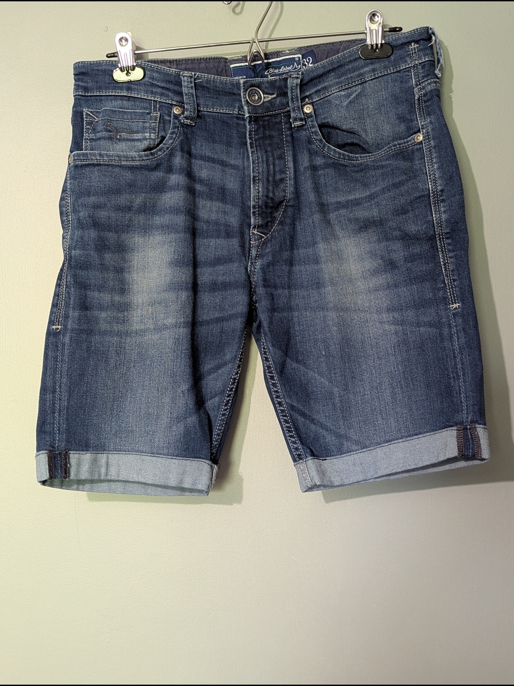 Flying‎ Machine Blue Label Men's Denim Roll-Cuff Shorts Heritage